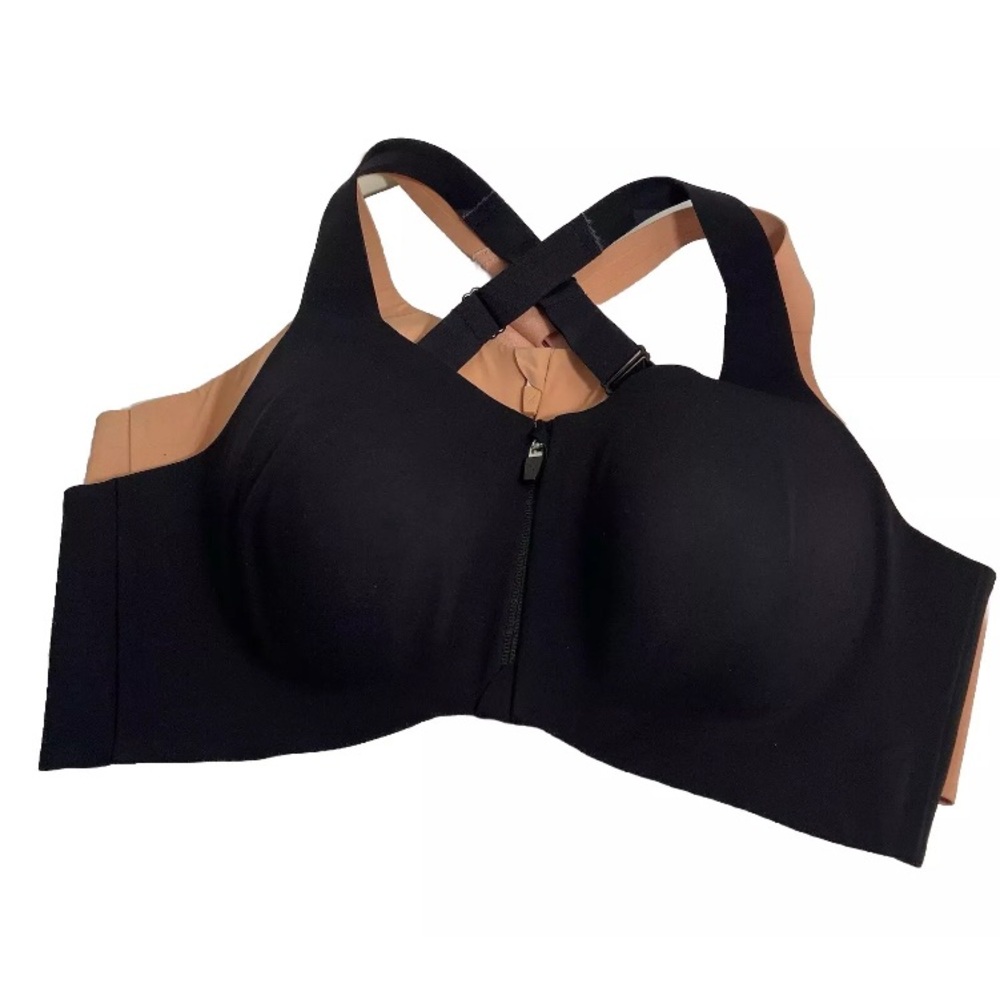 Knix size 7 Bra LOT Catalyst Sports Bra Front Zip Black Pink Ginger racerback